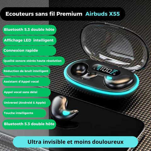 Ecouteurs sans fils  X55 Earbuds Waterproof.