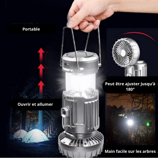 Lampe solaire avec ventilateur et chargeur