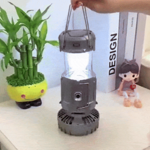 Lampe solaire avec ventilateur et chargeur