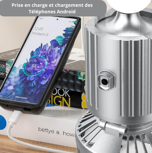 Lampe solaire avec ventilateur et chargeur